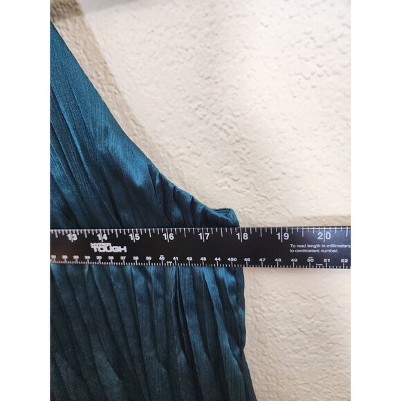 Nine West Top Women's Large Emerald Green Pleated Halter Neck Sleeveless Blouse - Picture 5 of 8